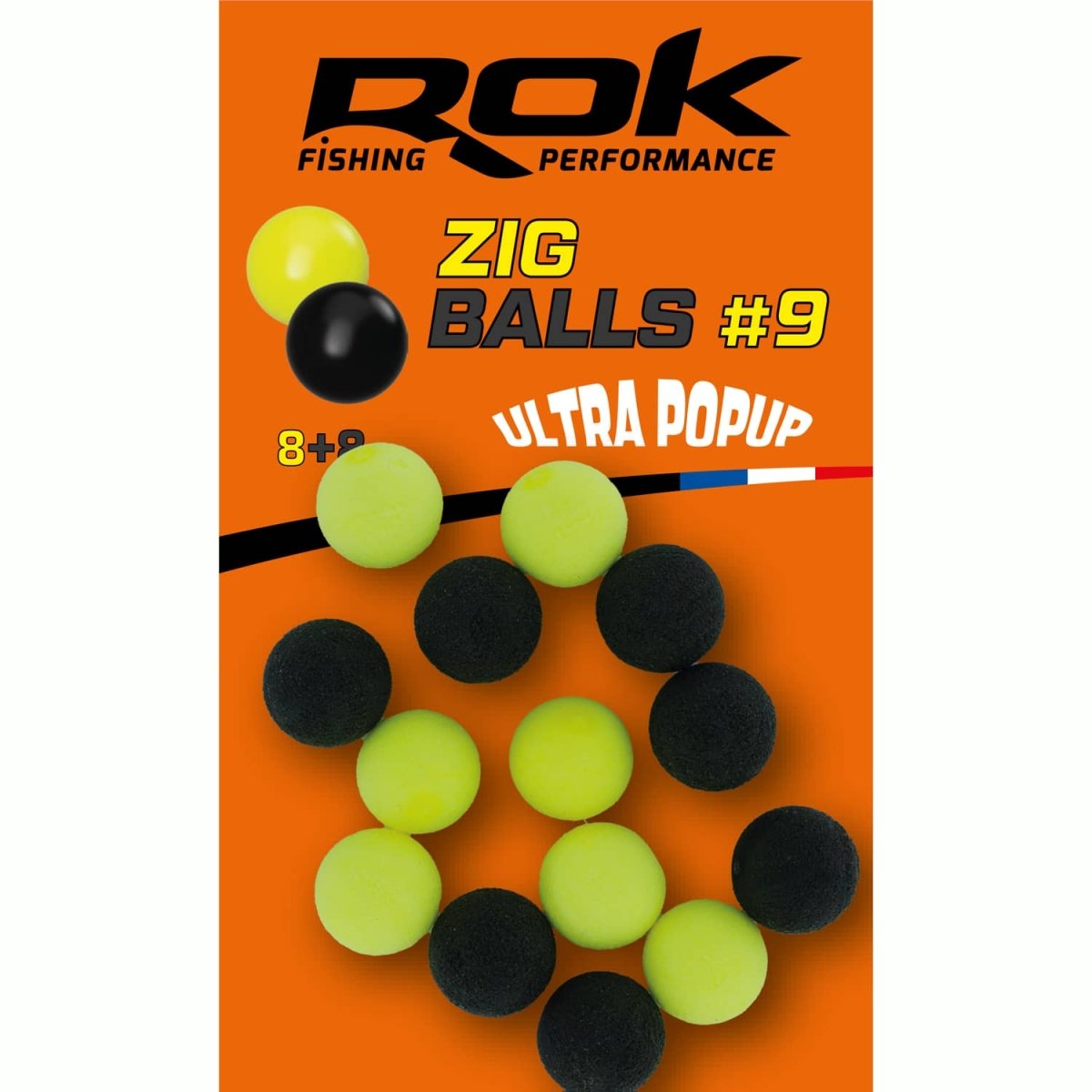 Boilie flotante Rok Fishing Zig Ball Amarillo/Negro 9 - Tienda Carpfishing