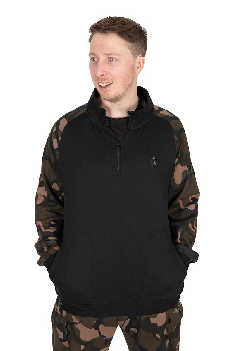 Sudadera Fox LW Negro y Camo con cremallera - Tienda Carpfishing