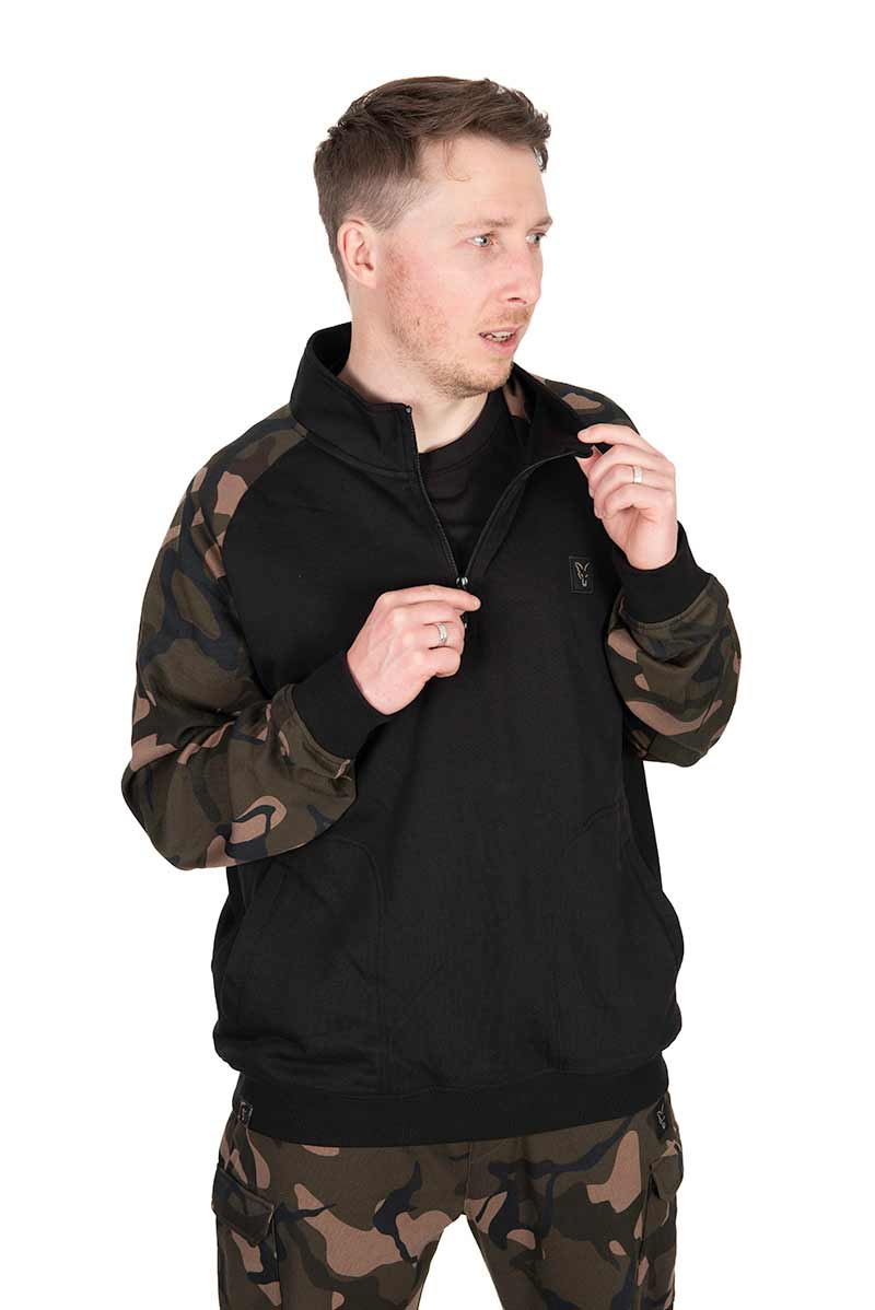 Sudadera Fox LW Negro y Camo con cremallera - Tienda Carpfishing