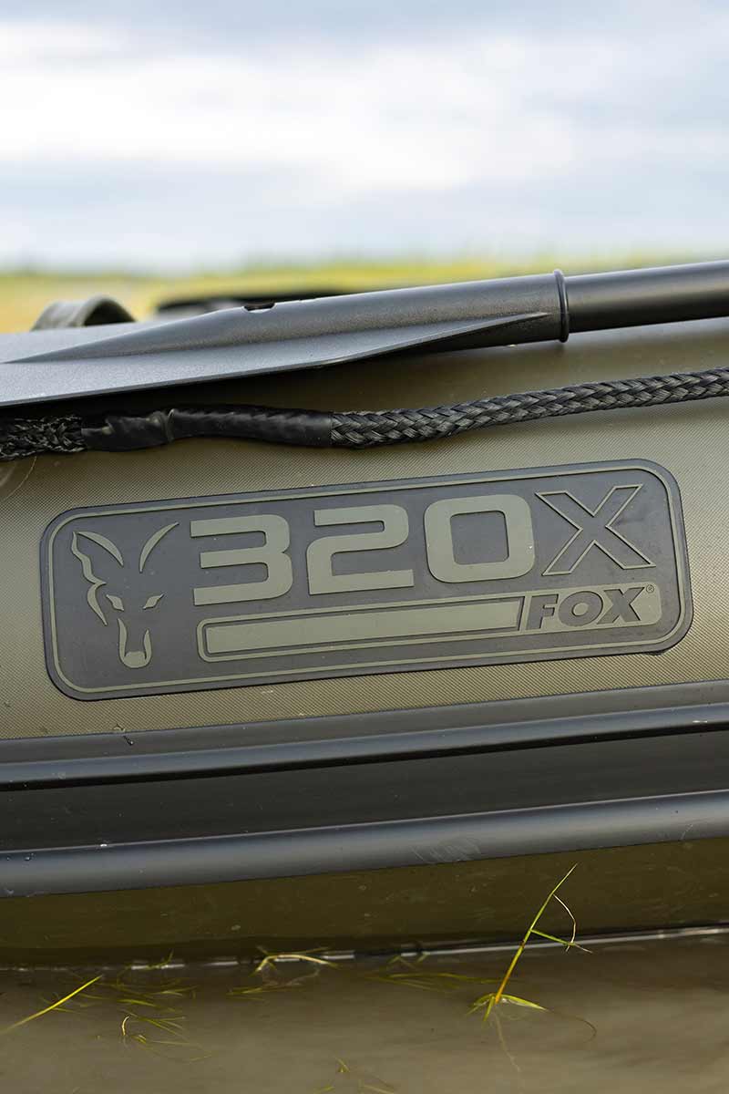 Logo of the Barca Fox 320X Airdeck inflatable boat, showcasing its unique design and branding.