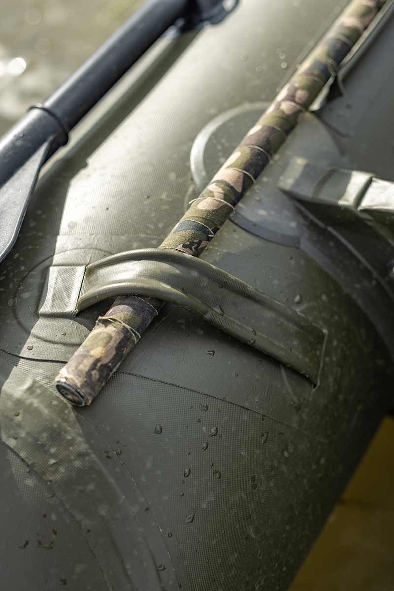 Detail of the Barca Fox 320x Airdeck inflatable boat showing unique features and sturdy construction.