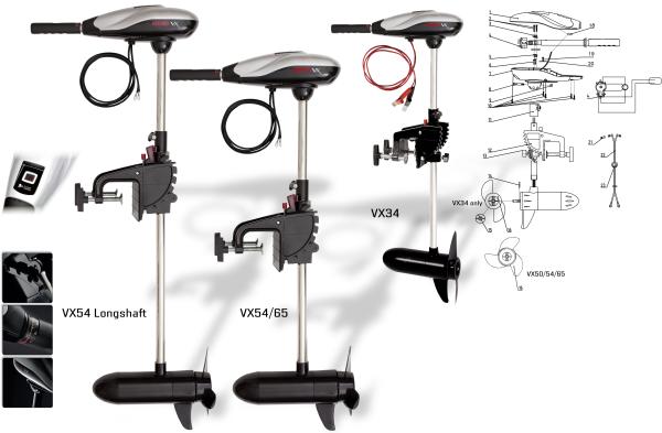 Motor eléctrico Rhino VX 54 Long Shaft Motor Fueraborda Eléctrico - Tienda Carpfishing