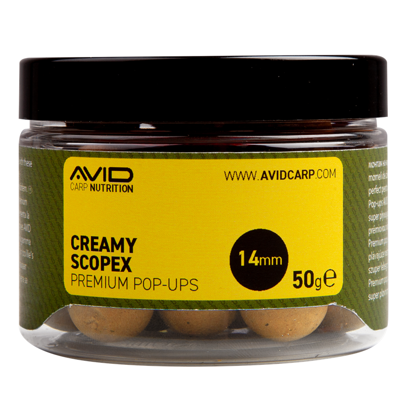 Pop ups Avid Carp Premium Creamy Scopex 14 mm - Tienda Carpfishing