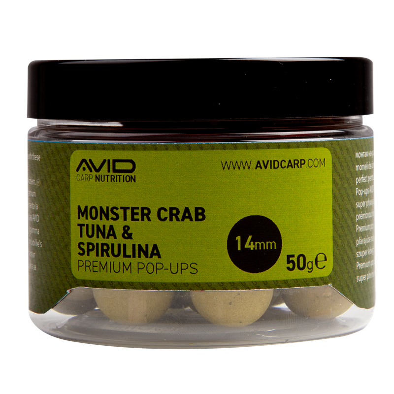 Pop ups Avid Carp Monster Crab Ton și spirulină 14 mm