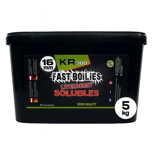 Boilies Solubles Krom Quality KR300 LiverBerry 16 mm 5KG - Tienda Carpfishing